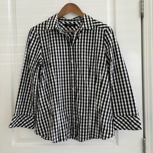 Lafayette 148 Shirt Leigh Gingham Button Front Poplin - Picture 7 of 7
